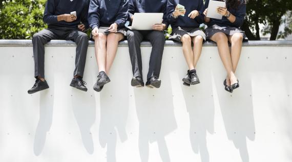 students reading