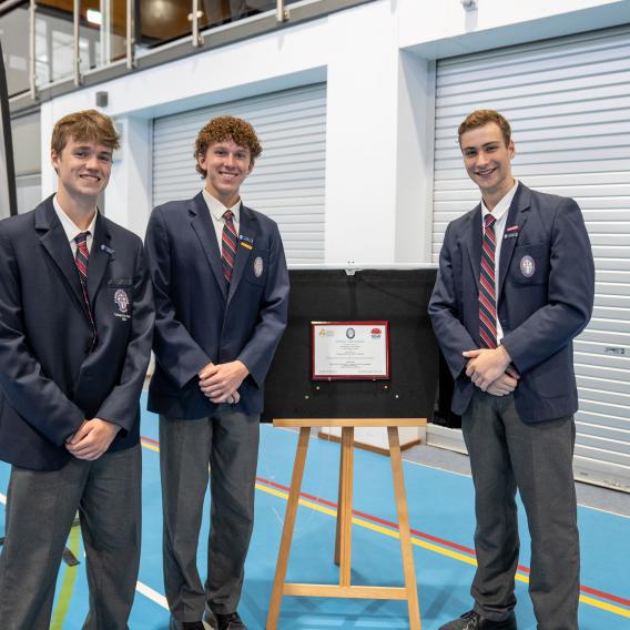 Students at St Pat celebrating their new building.