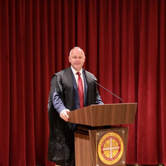 Dallas speaks at Campion Formal Hall