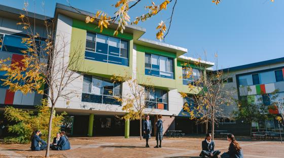 A school courtyard.